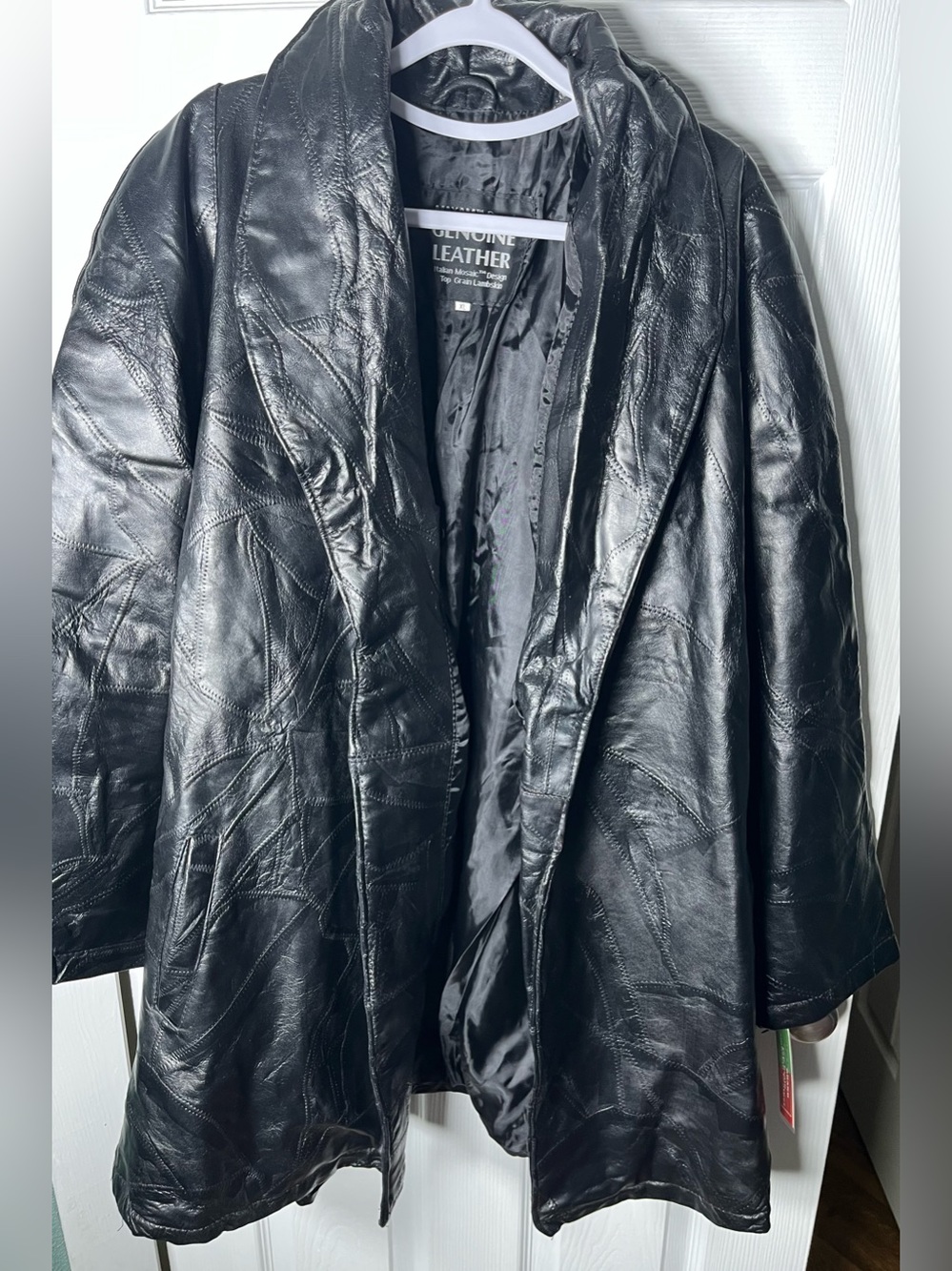 Vintage Maxam Brand Genuine Leather Trench Coat Jacket XL Top Grain Lambskin